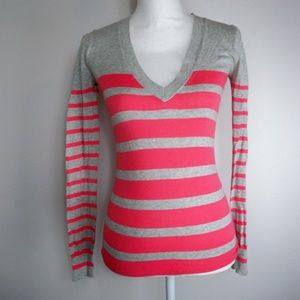 J Crew Factory Striped V Neck Sweater XXS